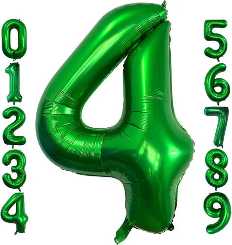 Globo de 40 pulgadas color verde oscuro número 4 gigante, de papel de aluminio de Mylar gigante, globos de helio verde oscuro para fiestas de