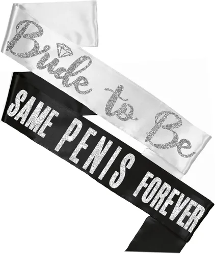 Bachelorette Party Sashes Black - BRIDAL GRADE SATIN Bride to Be Sash - Funny Lingerie Shower Gifts Juego de 2 piezas: Negro2