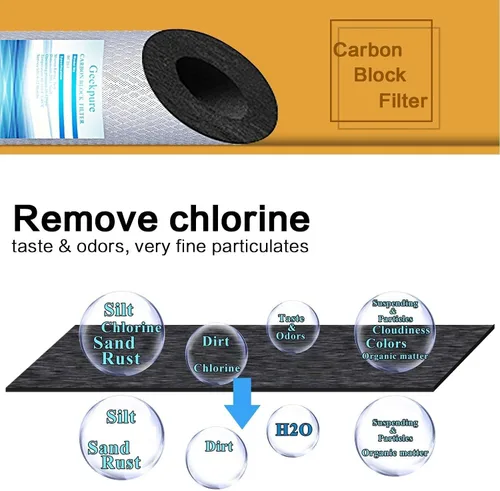 Miniatura 7 de Geekpure Sistema de filtro de agua para toda la casa de 10 pulgadas con 4 filtros de bloque de carbono, puerto de 4.5 x 10 pulgadas - 3/4 pulgadas