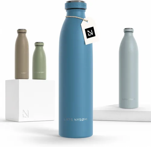 Miniatura 16 de LARS NYSØM Botella de agua XL de acero inoxidable aislada 12oz 17oz 25oz 34oz 51oz Botella térmica aislada para bebidas calientes y frías Azul