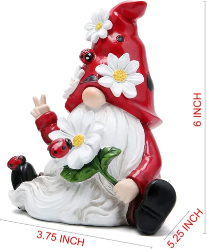 Miniatura 9 de Hodao Decoraciones de gnomos de primavera de mariquita para mesa del hogar, porche, jardín, patio, adornos de elfo de mariquita, decoración de Tela