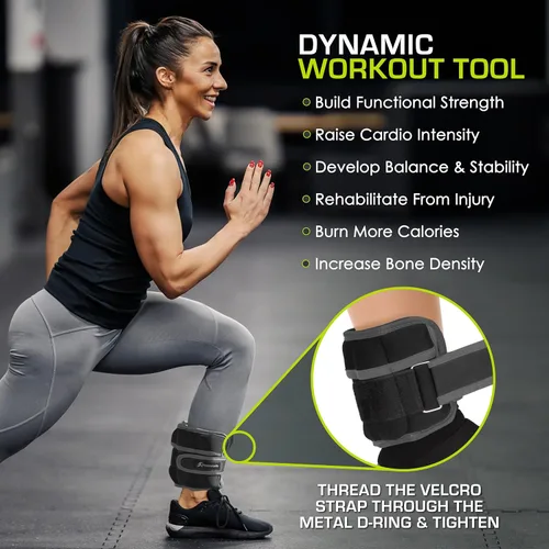 Miniatura 4 de ProsourceFit Ankle/Wrist and Arm/Leg Weights Set of 2, Adjustable Strap 1 lb-5 lb, Adjustable Weight 15 lb, 10 lb, 7 lb for Men and Women Gris Adj