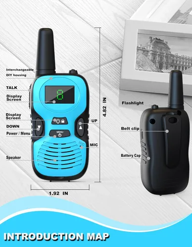 Miniatura 3 de Walkie Talkies para niños recargables paquete de 2: Walkie-Talkies para niños - Walky Talky para niños - Largo alcance al aire libre, caminatas