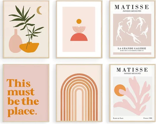 Miniatura 10 de KBKBART Matisse - Impresiones artísticas para pared, póster abstracto de arte de pared de Matisse, negro y beige, línea de cuerpo para mujer, hojas