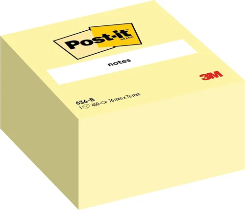 Miniatura 3 de Post-it Sticky Notes Cube - Paquete de 1 bloc de notas (450 hojas, 2.992 x 2.992 in), color amarillo canario, notas autoadhesivas para tomar notas