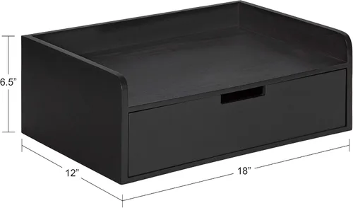 Miniatura 6 de Kate and Laurel Kitt - Mesa auxiliar flotante moderna con cajón para pared, 18 x 12 x 6.5 pulgadas, color negro