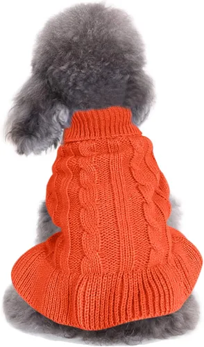 Miniatura 13 de Suéteres tejidos para perros pequeños, sudadera cálida para mascotas y gatos, ropa de invierno, suéter para gatitos y cachorros (Grande, azul claro)