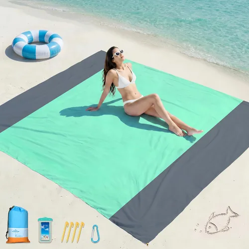 Miniatura 153 de Famstar Beach Blanket Oversized Extra Large 78"X81"/10'X9',Waterproof Sandproof Beach Blanket 2-8 Adults Lightweight Durable for Travel Camping