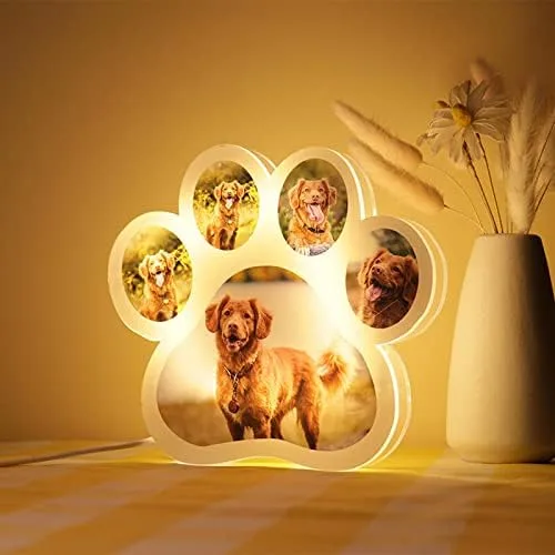 Lámpara de foto personalizada con pata de perro, luz nocturna con foto personalizada, tablero acrílico, decoración de habitación, lámpara de noche,