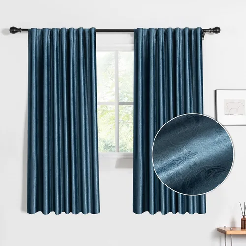 Miniatura 6 de Weenye Cortinas azules: 63 pulgadas de largo, puerta corredera para dormitorio y sala de estar, 52 x 63 pulgadas