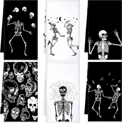 Miniatura 14 de Bencailor - 6 toallas de cocina góticas espeluznantes con tarot, toallas de mano, luna, sol, bruja, té, para fiestas de terror, regalos de baño