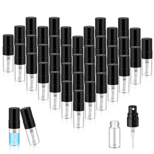 Miniatura 12 de Zhehao - 200 unidades de mini botellas de spray de 5 ml, botellas de vidrio transparente para perfume, atomizador de perfume recargable con Tapa