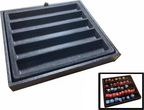 Miniatura 5 de N'icePackaging - Bandeja de dados acolchada negra de lujo con bolsa de dados de viaje de arpillera azul - para juegos de rol/mesa/D&D 5e / rodar