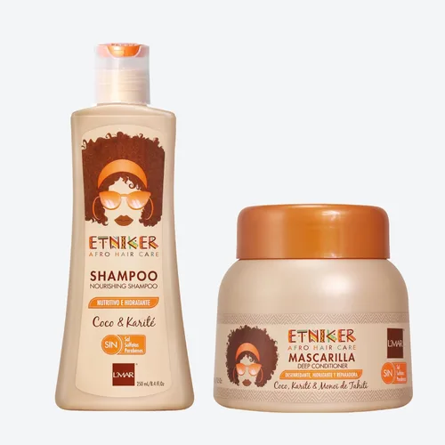 ETNIKER - Paquete de cuidado del cabello rizado, champú nutritivo y mascarilla acondicionadora profunda, hidrata, suaviza y restaura los rizos,