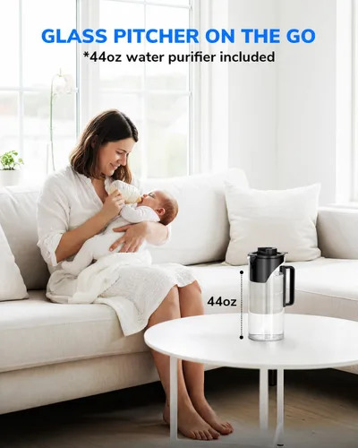 Miniatura 8 de Ecoviva Mate 3 - Filtro de agua de ósmosis inversa para encimera, sin instalación, jarra portátil de llenado automático, 3:1 de puro para drenar