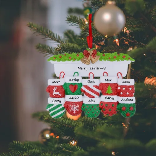 Miniatura 2 de MAXORA Adorno personalizado para árbol de Navidad de familia de 10 manoplas 2023, tradición familiar, recuerdo de Navidad, colección de regalo