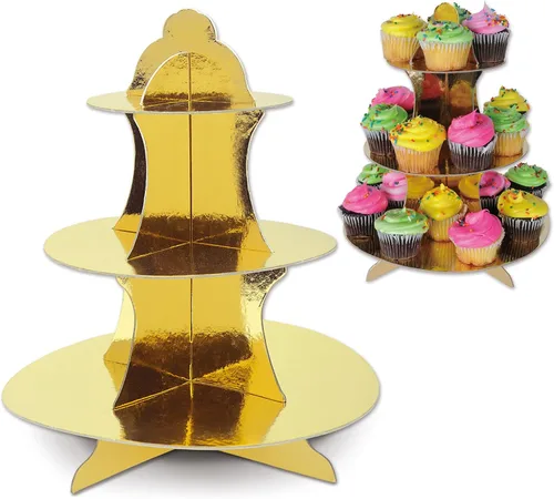 Beistle Soporte metálico dorado para cupcakes