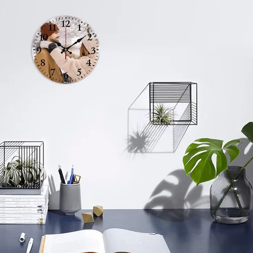 Miniatura 4 de Reloj de pared personalizado, reloj de pared personalizado con imagen de texto fotográfico, para el hogar, oficina, decoración escolar, cumpleaños