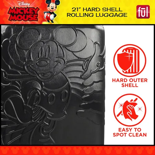 Miniatura 5 de FUL Disney Mickey Mouse - Maleta rígida moldeada con ruedas giratorias, Negro -, Disney Mickey Mouse - Maleta con ruedas moldeada, carcasa rígida