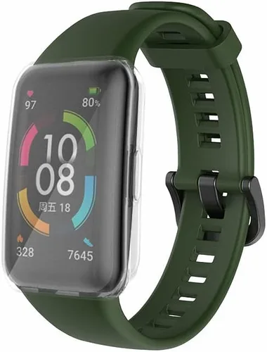 Miniatura 4 de Senter Funda de TPU suave premium Correas de repuesto de goma para Huawei Band 6/Honor Band 6 Smart Watch Verde ejército