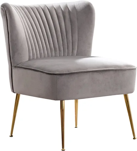 Miniatura 10 de WO Home Furniture - Silla decorativa de terciopelo copetudo de 25 pulgadas de ancho con patas de metal dorado resistentes a la corrosión, asiento