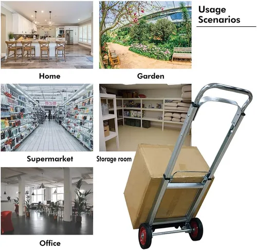 Miniatura 5 de LEADALLWAY Carro de Mano de Aluminio Plegable con Ruedas de 6" Capacidad de 220 libras 220 libras/aluminio