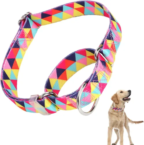 Miniatura 13 de Collar Martingale para perros, ajustable, de nailon suave, con diseño de bosque, para perros pequeños, medianos y grandes, collar de entrenamiento 3