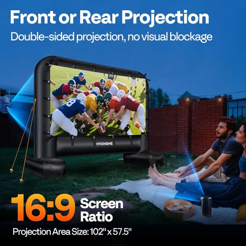 Miniatura 3 de VIVOHOME Pantalla de Proyector Inflable de 15 Pies para Exterior, Pantalla de Película Hinchable para Uso al Aire Libre, Pantalla de TV Mega Grande