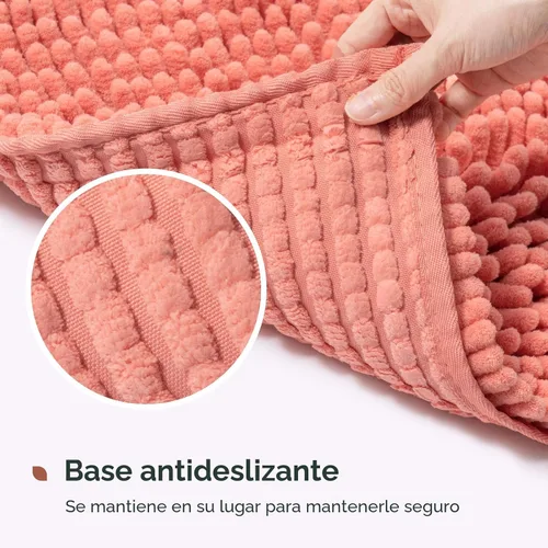 Miniatura 5 de FRESHMINT - Alfombra de baño de chenilla, 24"x17", tapete antideslizante para suelo de baño y bañera, alfombras de baño lavables suaves de Coral