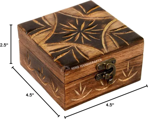 Miniatura 8 de Urna de madera antigua hecha a mano con grabado del árbol de la vida tallada a mano para mujeres y hombres, joyas Acentos de decoración del hogar