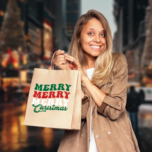 Miniatura 6 de EasyKart - Bolsas de regalo de papel kraft – 30 bolsas de regalos de Navidad, 6 diseños, regalos para el aula y fiestas (9 x 7.3 x 3.3 pulgadas)