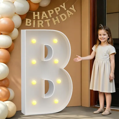Miniatura 34 de IMPRSV Letras de mosaico iluminadas de marquesina, 4 pies para globos y fiestas, decoración de kit de arco