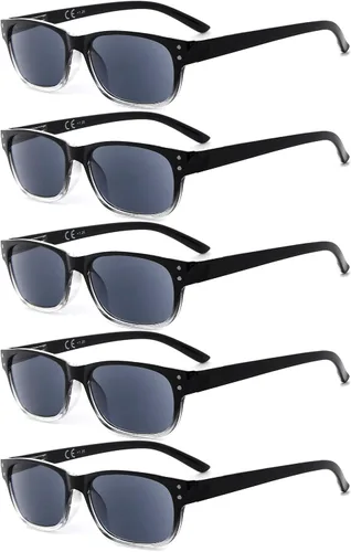 Eyekepper Gafas de lectura clásicas para hombre, paquete de 5 con bisagras de resorte 5 lentes de color gris.