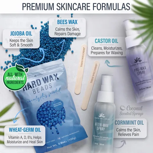 Miniatura 4 de Kit de depilación Tress Wellness para piel sensible – Seguro para cara y piel, spray de preparación y cuidado posterior, fácil de usar – Kit casero