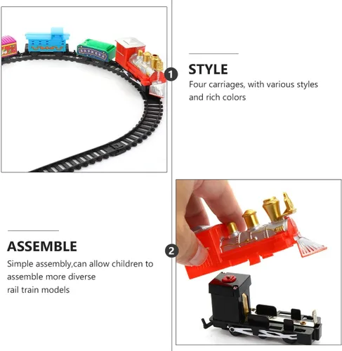 Miniatura 7 de Juego de tren eléctrico navideño para pista de ferrocarril de plástico y maleta portátil, superficie lisa segura para niños y colores brillantes que