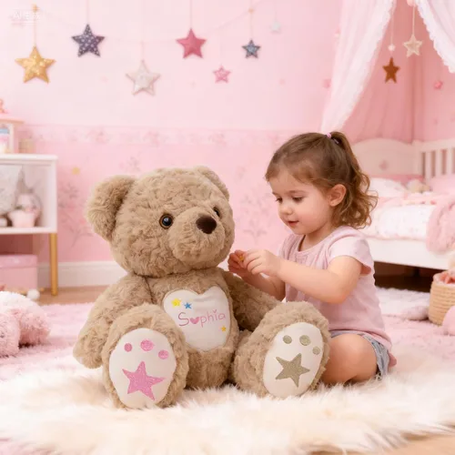 Miniatura 2 de Oso de peluche personalizado con nombre bordado, animales de peluche personalizados para bebés, juguetes de peluche de oso para regalos de niña de 3