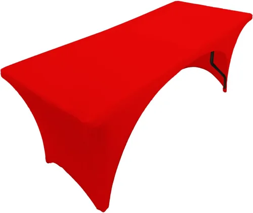 Miniatura 8 de Mantel de elastano color burdeos de 6 pies para mesa plegable rectangular ajustable
