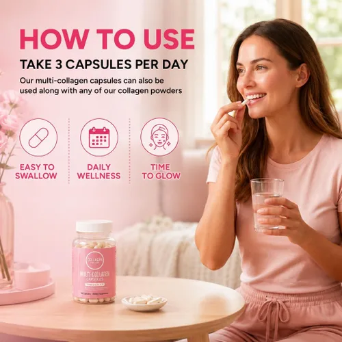 Miniatura 3 de Collagen For Her: Cápsulas de colágeno múltiple para mujeres (tipos I, II, III, V, X), péptidos de colágeno hidrolizados, suplemento vitamínico