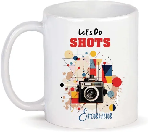 Miniatura 14 de Taza personalizada con texto en inglés "Me gusta destellar", taza de té de cerámica con cámara colorida personalizada con nombre, tazas de café