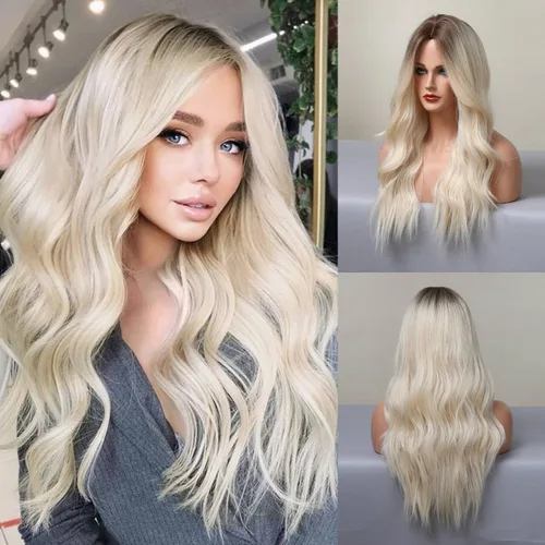 Miniatura 11 de HAIRCUBE Pelucas largas onduladas para mujer, peluca de pelo sintético para uso diario