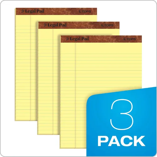 Miniatura 6 de TOPS The Legal Pad Bloc de escritura, 8-1/2 x 11-3/4 pulgadas, papel canario, regla legal, 50 hojas, paquete de 3 (75327)