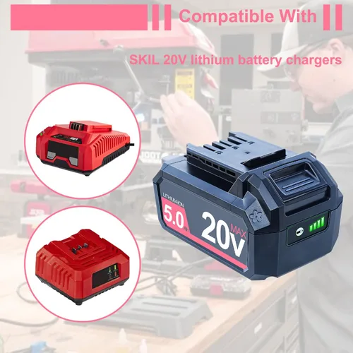Miniatura 5 de DTK Reemplazo de 20 V 5000 mAh para batería SKIL PWR CORE 20V BY519601 BY519603 BY519702 Batería de herramientas eléctricas inalámbricas 2 paquetes