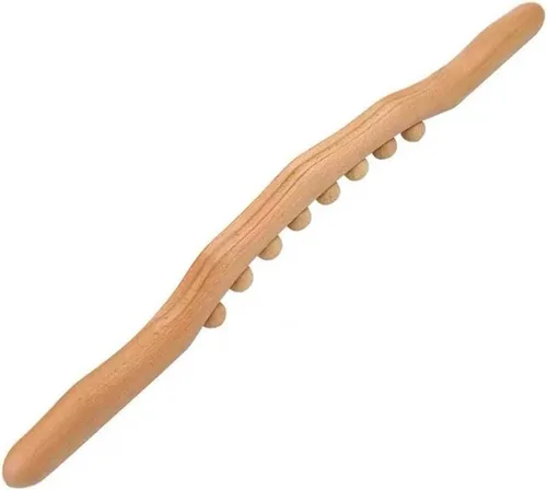 Miniatura 16 de Herramientas de masaje de madera Gua Sha, herramienta de paleta de drenaje linfático de 10 cuentas, herramienta de masaje de mano para esculpir