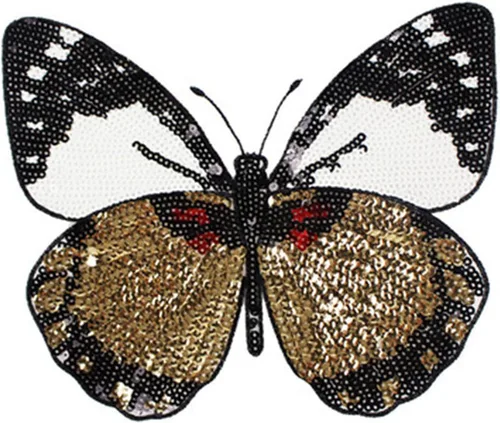 Parche de mariposa de lentejuelas para planchar o coser, parches bordados, con motivo de insignia, apliques, ropa compatible, jeans, camiseta,
