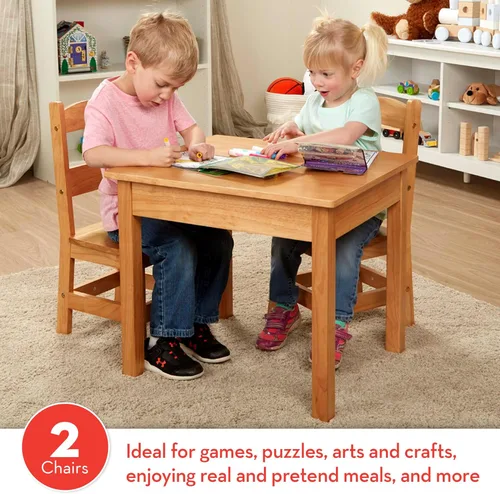 Miniatura 2 de Mesa y sillas de madera Melissa & Doug, talla única , Natural Rubio