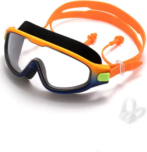 Miniatura 18 de Gafas de natación para niños de 6 a 12 años, visión amplia, antivaho, protección UV, sin fugas, gafas de natación para niños y niñas Negro azul