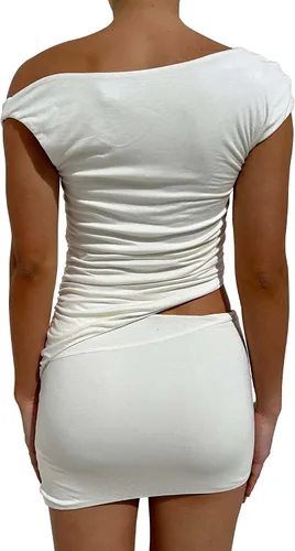 Miniatura 2 de LCHLINY Camiseta sin mangas con cuello drapeado asimétrico para mujer