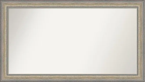 Miniatura 245 de Amanti Art Espejo de baño plateado para sobre fregadero, 28 x 47 pulgadas, espejo rectangular de plata imperial, marco de madera tradicional de gran
