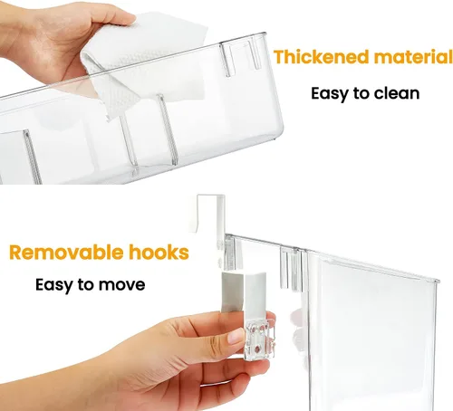 Miniatura 5 de vacane Organizador de plástico para puerta de armario con ganchos extraíbles, cestas colgantes transparentes para organizar sobre el gabinete
