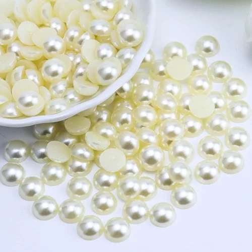 Miniatura 14 de 1500 PIEZAS 4mm Perlas Blancas de Media Parte Plana para Manualidades Joyería Álbum de Recortes Decoración de Uñas, Perlas de Parte Plana para Blanco